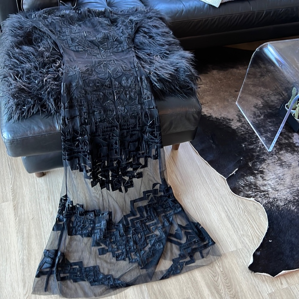 For Love & Lemons XS Rare Black Sheer Maxi Dress